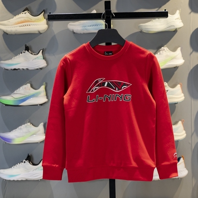 李宁儿童圆领加绒保暖套头卫衣