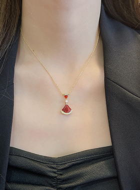 扇形母贝吊坠项链锁骨链