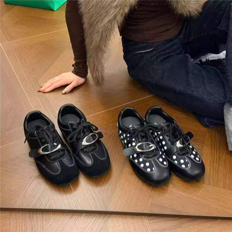 牛皮黑色波点厚底德训鞋女2026春季新款复古百搭增高配裙子运动鞋,女鞋,玛丽珍鞋,淘宝优惠券,粉丝福利购,淘宝优惠卷