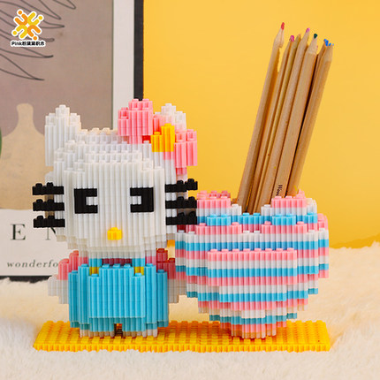 凯蒂猫积木笔筒hellokitty系列纸巾盒生日礼物女生女孩存钱罐益智