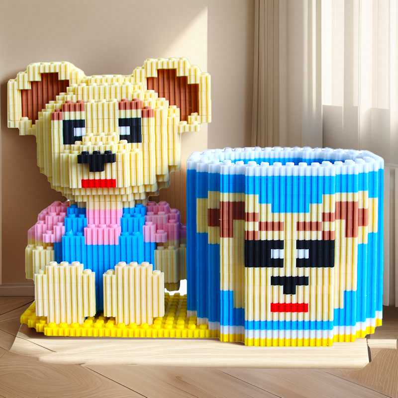 益智新款小颗粒拼装笔筒6到12岁