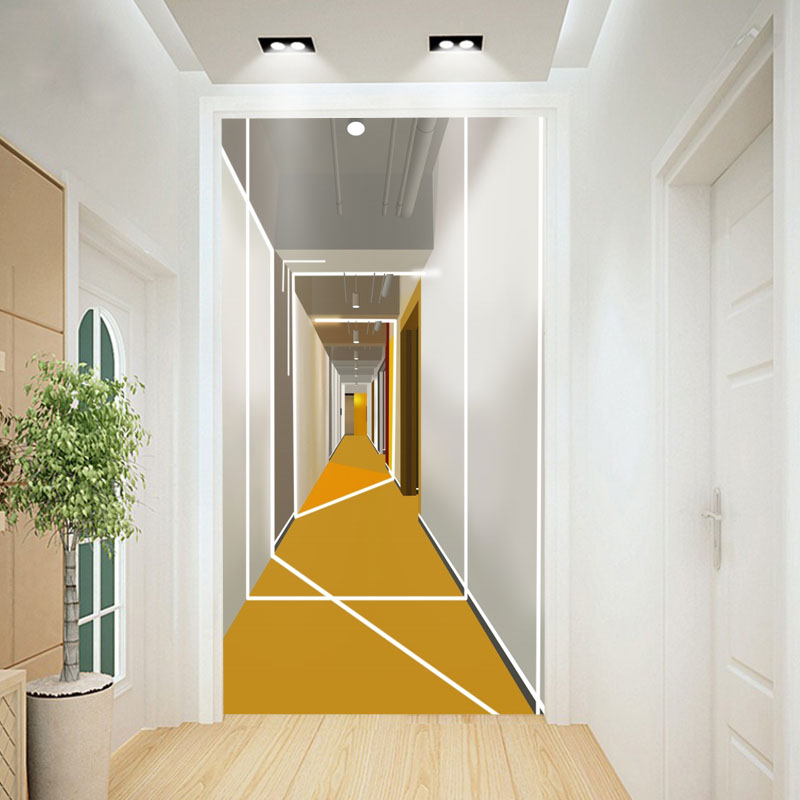 现代抽象空间延伸装饰画玄关过道背景墙壁纸客厅墙布简约艺术壁画