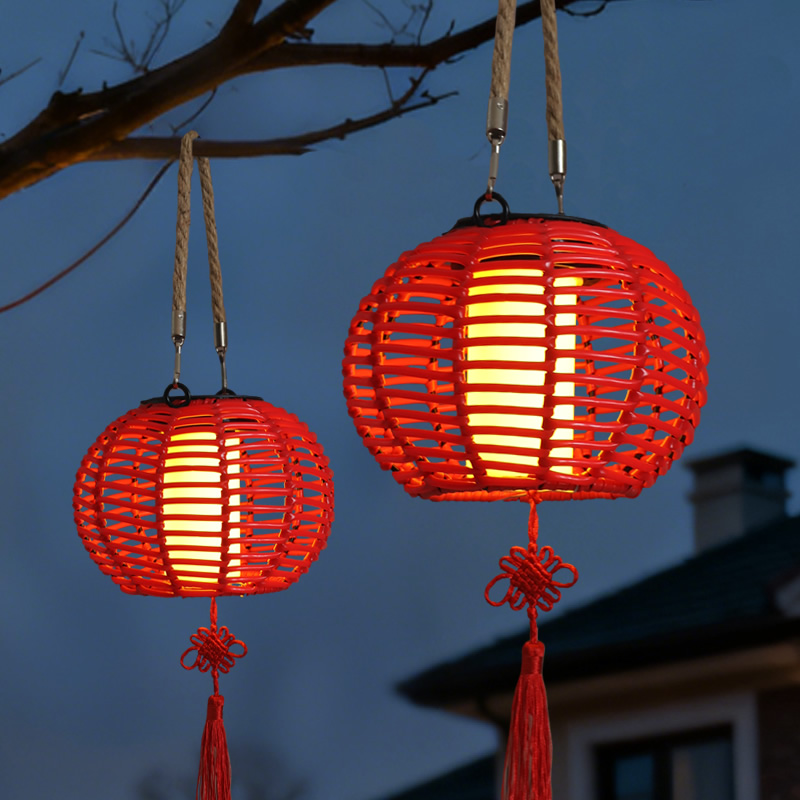 2025新款太阳能红灯笼中式庭院挂灯吊灯阳台氛围装饰手提免接线
