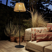 太阳能家用照明灯庭院景观2026新款 落地氛围室内充电阳台高杆藤编