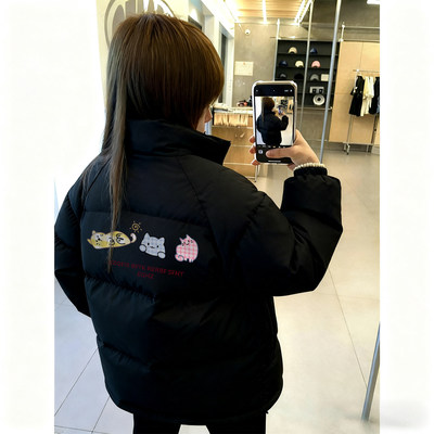 可爱小猫羽绒棉服女冬季