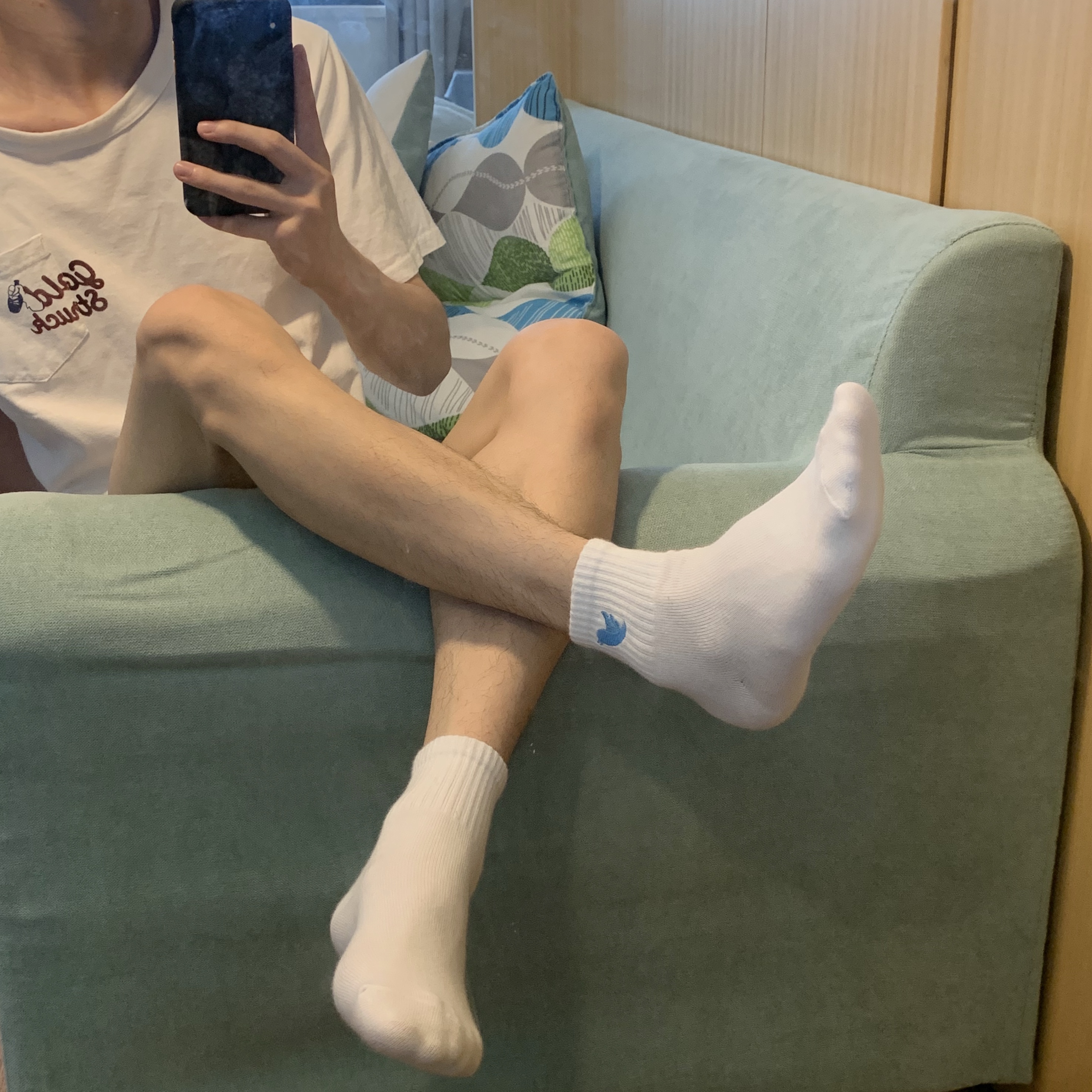 夏天短筒透气小鸟性感白袜kocean