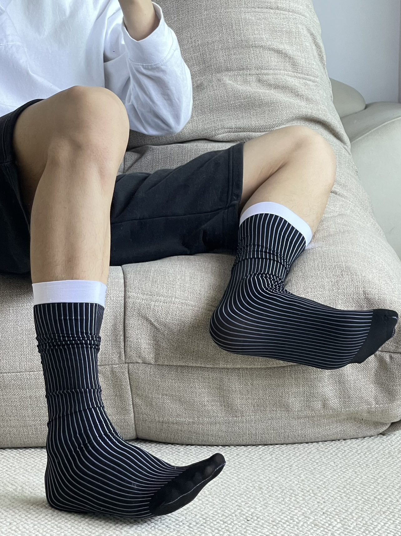 丝袜男职场长袜商务正装袜双袜口白男士中筒绅士款商务性感Kocean