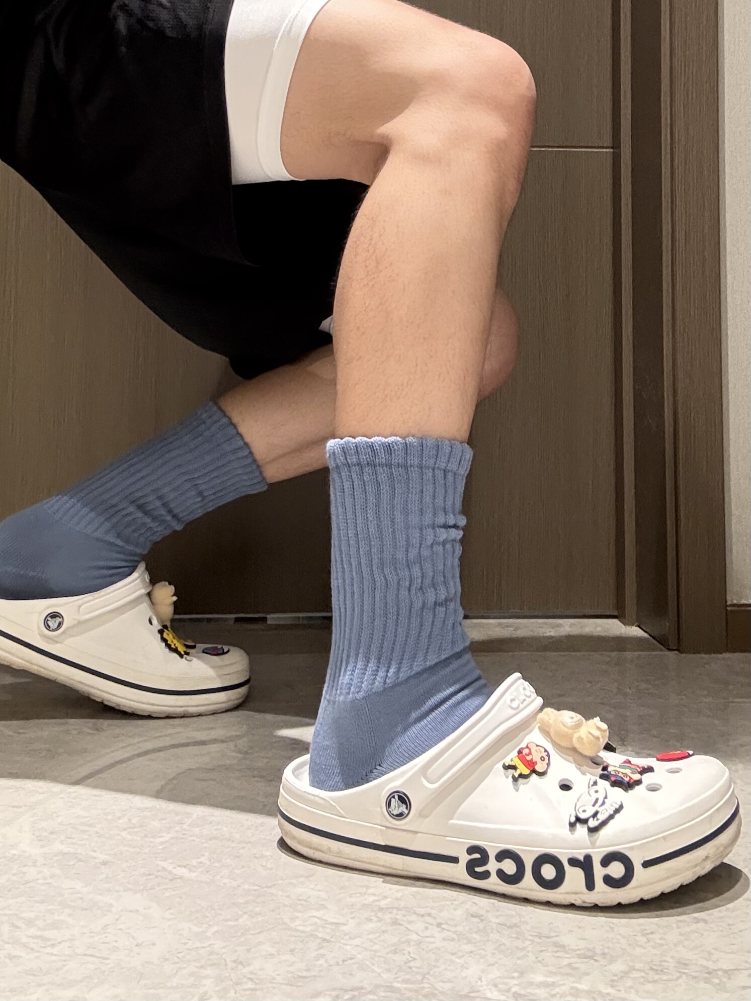 男日系长筒糖果色毛巾底堆堆袜