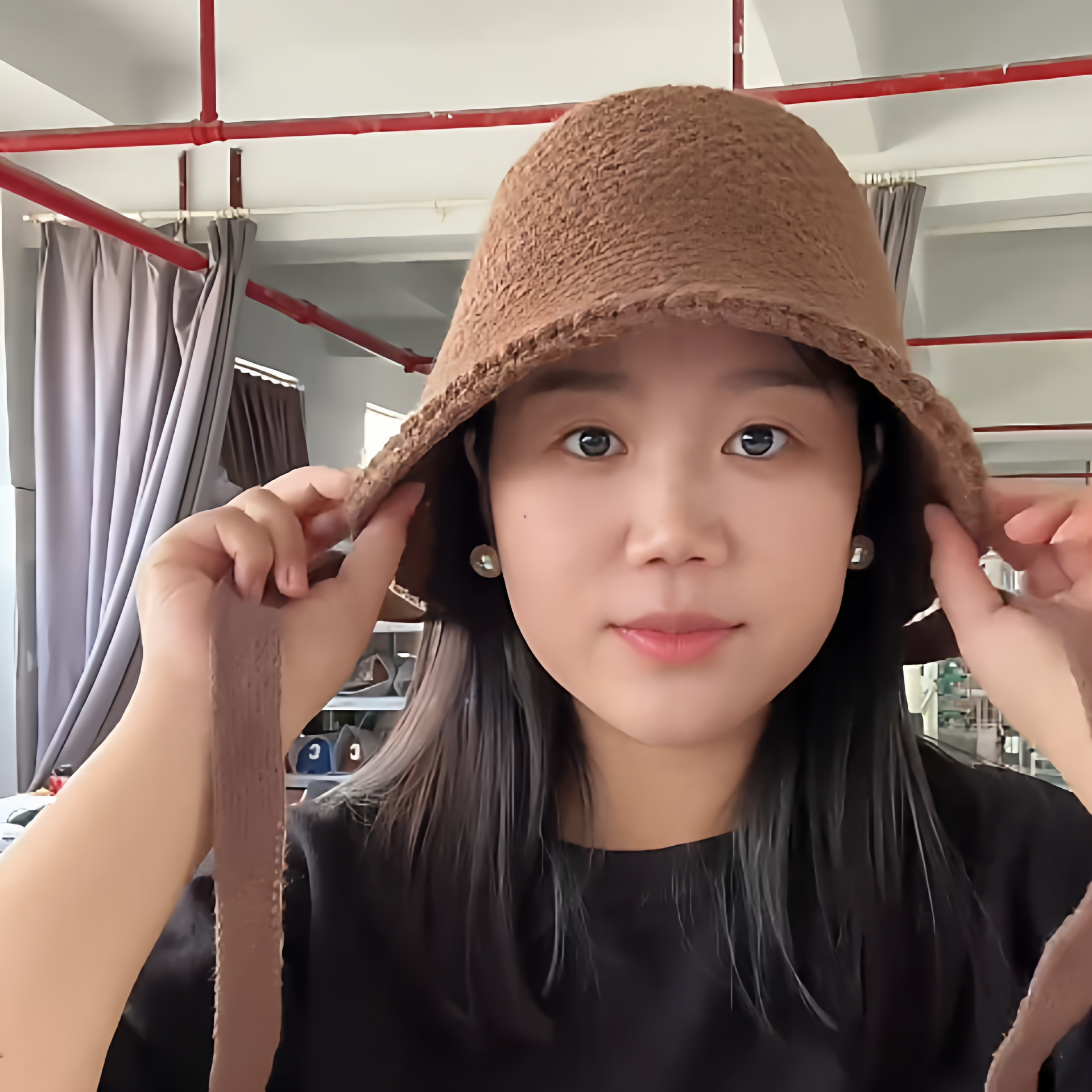 贝番帽帽子女秋冬大头围60-65cm大园脸显脸小针织渔夫帽保暖防寒