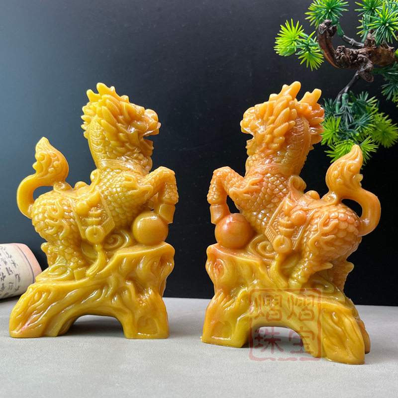 批发代发仿寿山石火麒麟双麒麟麒麟踏瑞招财进宝招财纳福镇宅