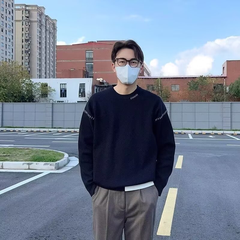休闲ing宽松简约毛衣男女潮流情侣装圆领套头针织衫秋冬M21P55,男装针织衫/毛衣,星座1013-3