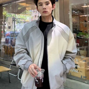 美式立领夹克男春秋季新款潮牌工装拼接情侣冲锋衣外套JK336P60图片