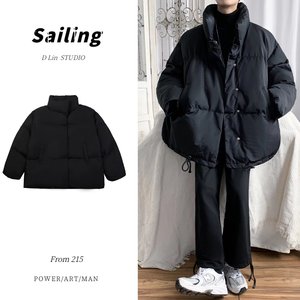 主推冬款青少年港风男士棉衣外套面包服宽松休闲纯色棉服 M43P88图片