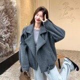 深灰色高级感时尚洋气炸街毛呢外套女冬季新款轻熟风上衣F247P70，男装毛呢大衣，星座1013-3