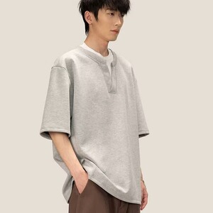 潮牌假两件短袖男夏季设计感V领T恤高街青少年宽松半袖衫T103P40图片