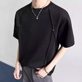 立体压褶铆夏季新款宽松休闲男士t恤短袖男生衣服高级感潮T371P28，男装T恤，星座1013-3