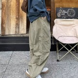 水洗工装裤春秋款男生宽松直筒垂感长裤日系慵懒风裤子男K131P65，男装休闲裤，星座1013-3