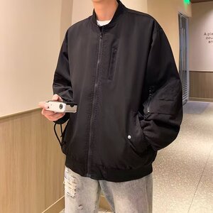 春秋季棒球领外套男潮牌宽松飞行员夹克新款大码男装上衣JK202P35图片