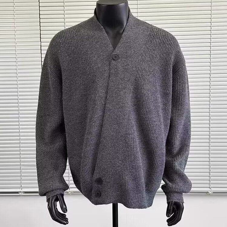 斜门襟针织衫道袍毛衣男秋慵懒高级感老钱风穿搭开衫外套M106P58，男装针织衫/毛衣，星座1013-3