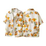 古巴夏威夷花朵满印短袖油画艺术感休闲复古短袖衬衣百搭C301P30，男装衬衫，星座1013-3