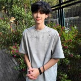 美式荆棘刺绣短袖T恤男夏季灰色拼接设计感重磅正肩上衣T802P28，男装T恤，星座1013-3