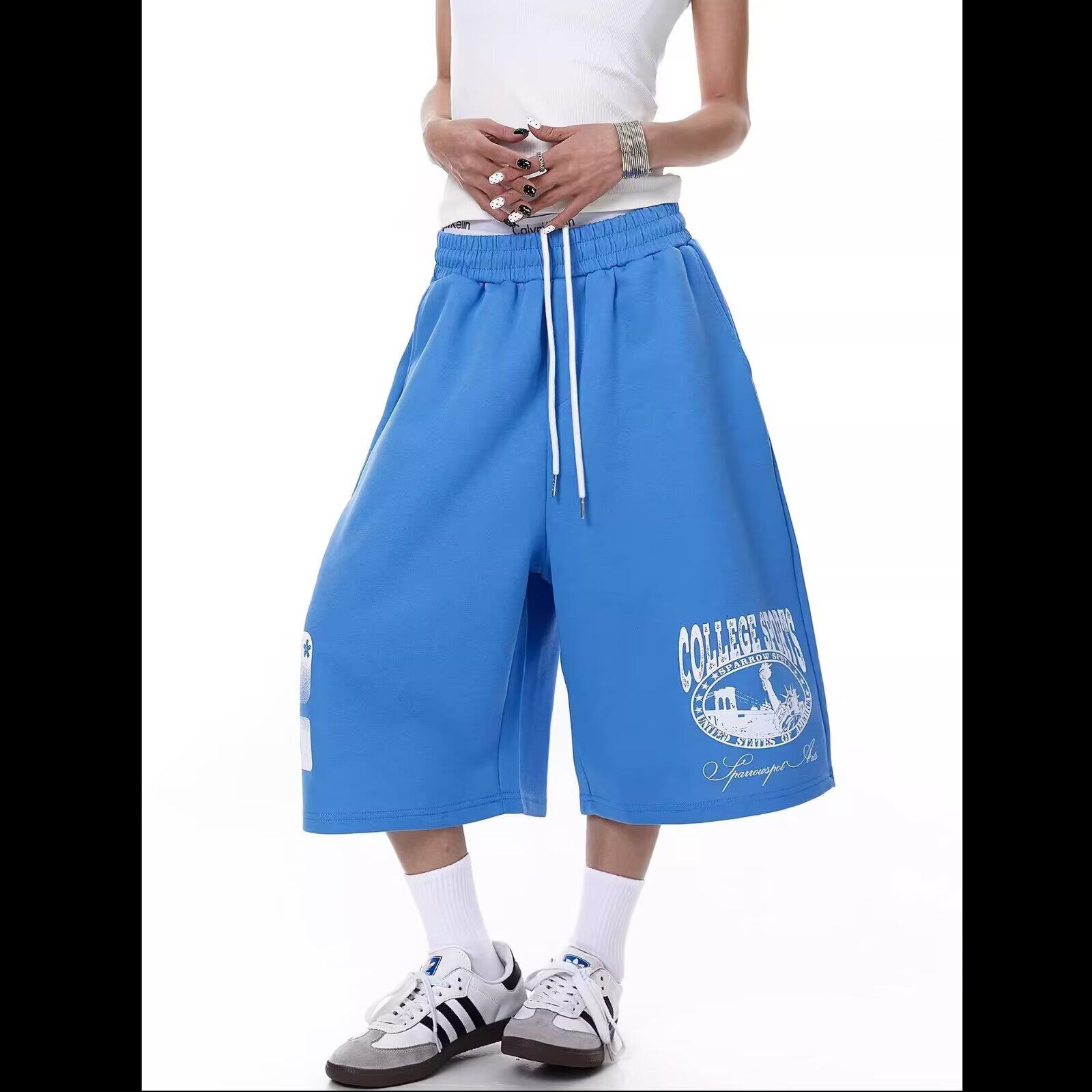 运动短裤男青少年学生潮流百搭美式宽松大码五分裤潮DK1127P38，男装牛仔裤，星座1013-3