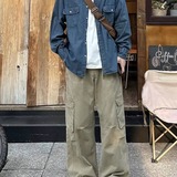 水洗工装裤春秋款男生宽松直筒垂感长裤日系慵懒风裤子男K131P65，男装休闲裤，星座1013-3