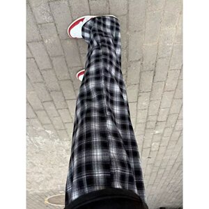 时尚抽绳格子裤男女秋冬季款宽松直筒裤显瘦休闲阔腿裤K8075绒P45图片