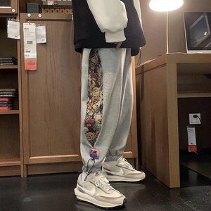 春季港风男士青少年宽松休闲长裤小熊束脚卫裤哈伦裤潮 K839P35图片