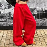 美式高街字母烫钻休闲卫裤女春季新款宽松垂感阔腿运动裤K8112P58，男装休闲裤，星座1013-3