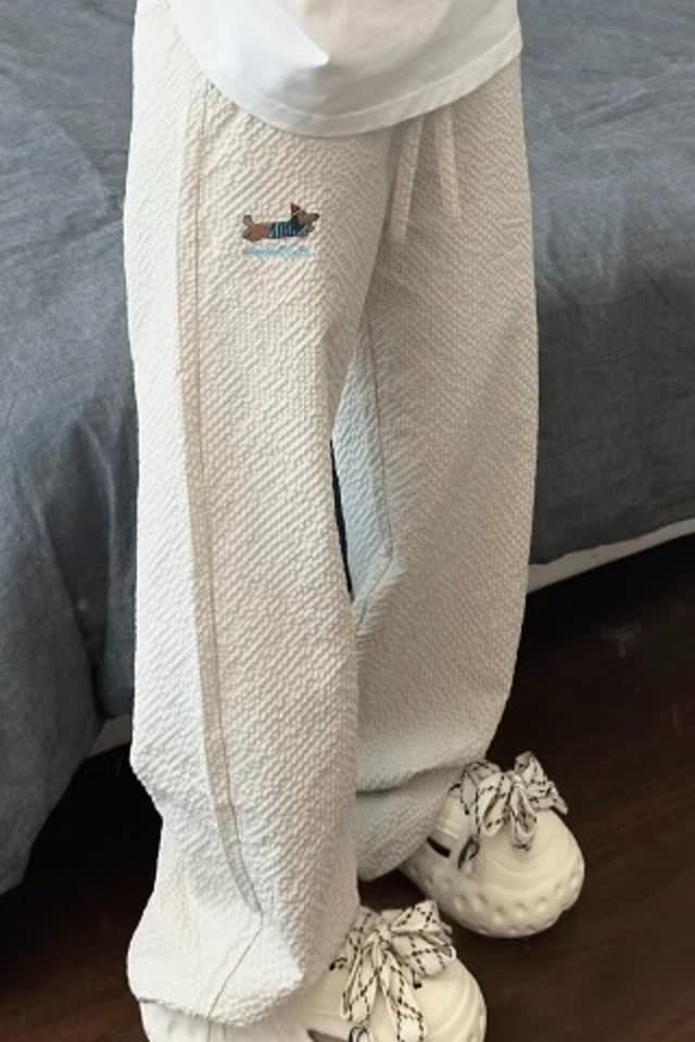 重磅卫裤男生春季宽松垂感阔腿潮流运动裤直筒休闲长裤子K106P33,男装休闲裤,星座1013-3