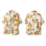 古巴夏威夷花朵满印短袖油画艺术感休闲复古短袖衬衣百搭C301P30，男装衬衫，星座1013-3