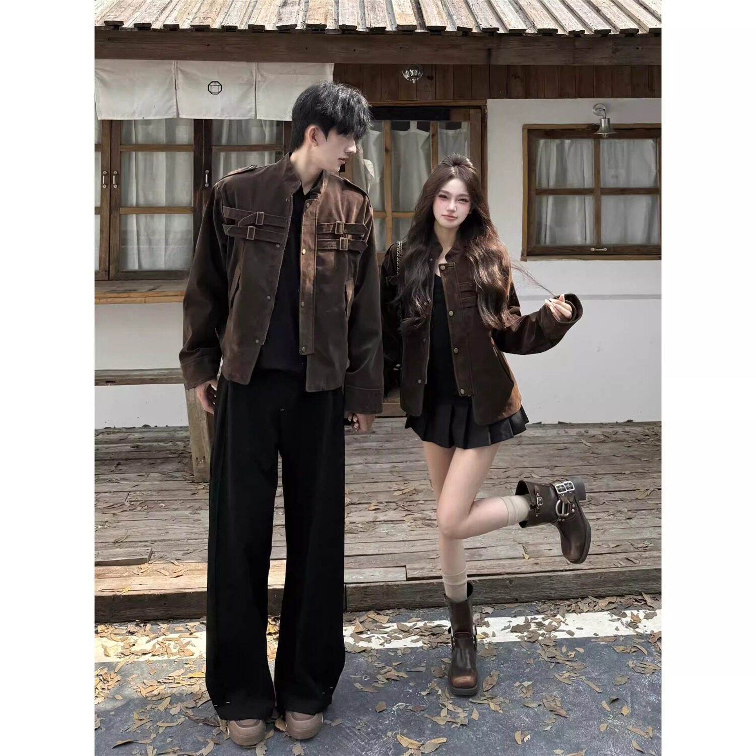 情侣装鹿皮绒立领夹克男女春秋拼接宽松早秋棒球服外套JK318P80,男装夹克,星座1013-3