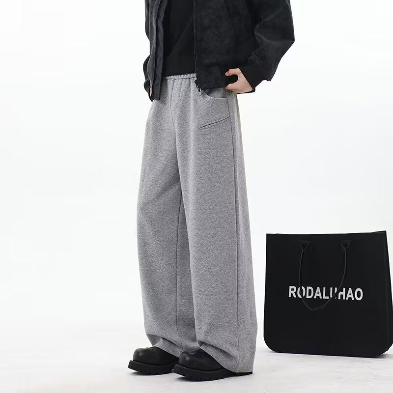 2025新款休闲裤简约直筒卫裤宽松阔腿男裤百搭显瘦长裤K8079P40，男装休闲裤，星座1013-3