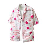 领夏威夷风碎花衬衫男短袖海边沙滩度假男寸衫宽松上衣服C306P30，男装衬衫，星座1013-3
