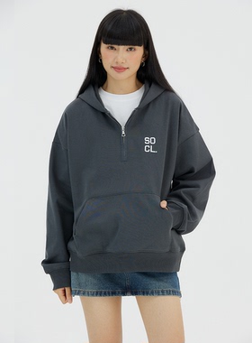 SYMOCOLOR 基础字母半拉链连帽卫衣美式休闲连帽衫春秋男女外套潮