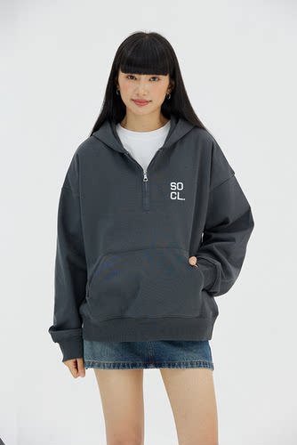 SYMOCOLOR基础半拉链连帽卫衣