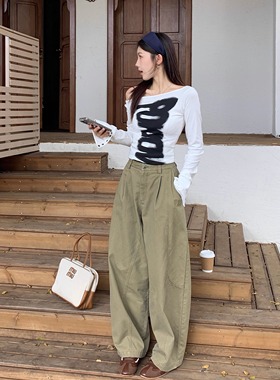 SYMOCOLOR 2025美式复古水洗简约廓形拖地弯刀裤男女宽松休闲阔腿