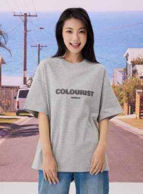 SYMOCOLOR幻影logo纯棉圆领短袖T恤国潮牌宽松百搭打底衫男女上衣