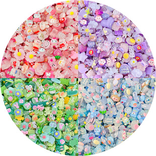 饰品 树脂仿真食玩奶油胶发夹手机壳装 100个装 DIY手工材料包混款