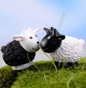 10/包装苔藓微景观动漫卡通可爱迷你小羊黑白山羊公仔玩偶