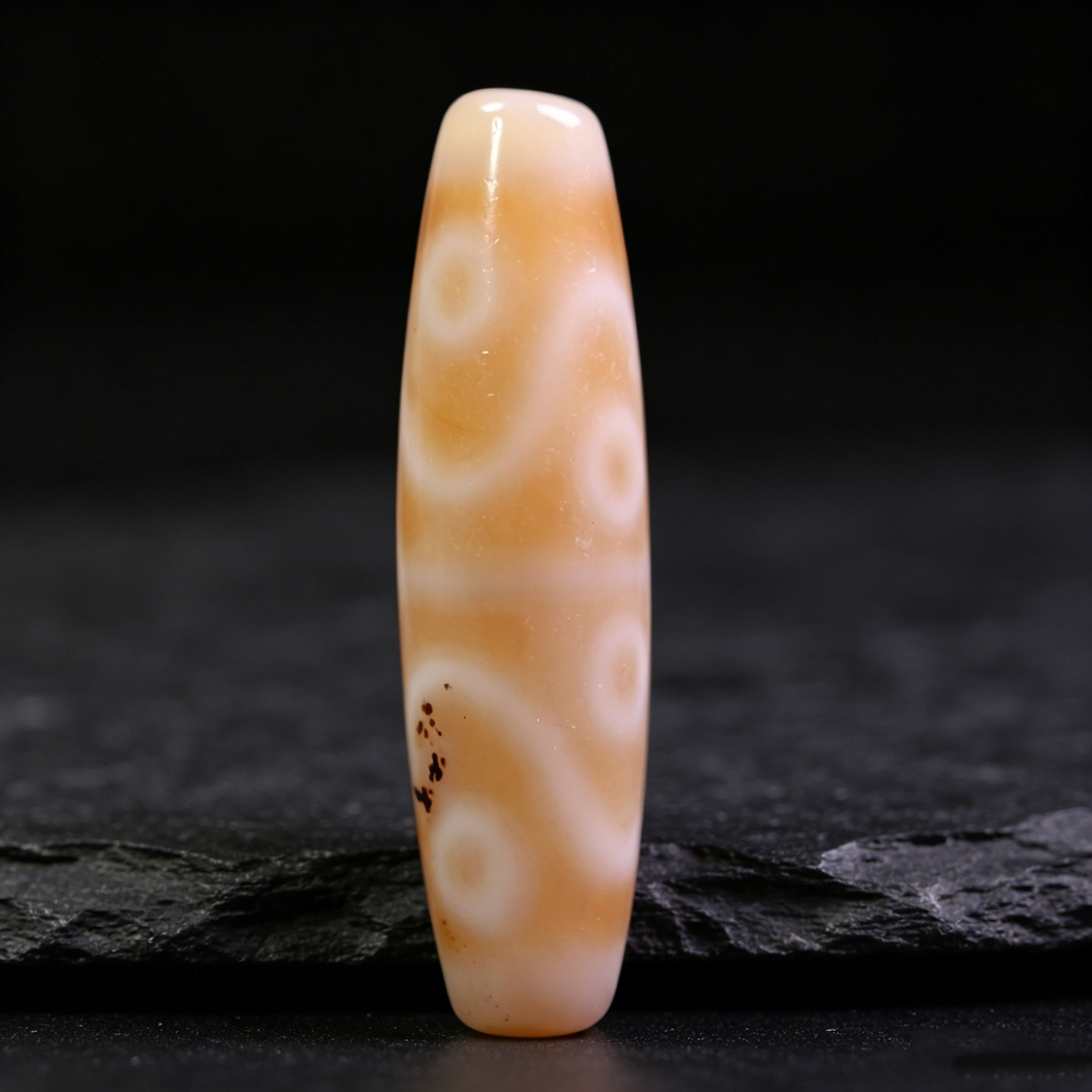 天珠天然西藏真品老玛瑙朱砂花水纹六眼天珠吊坠项链14*50mm左右