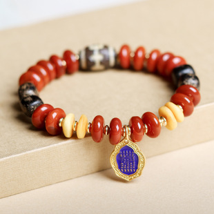 原创南红玛瑙多宝手链绿度母蜜蜡青金石碧玉星光粉沉香木中式手串