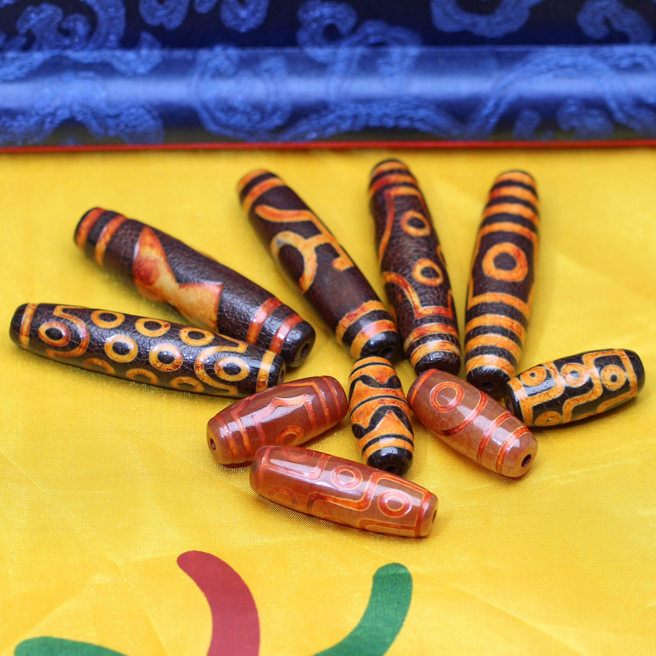 圣饰奇缘  金火供九眼天珠天然西藏真品挂绳锁骨项链男手串女士