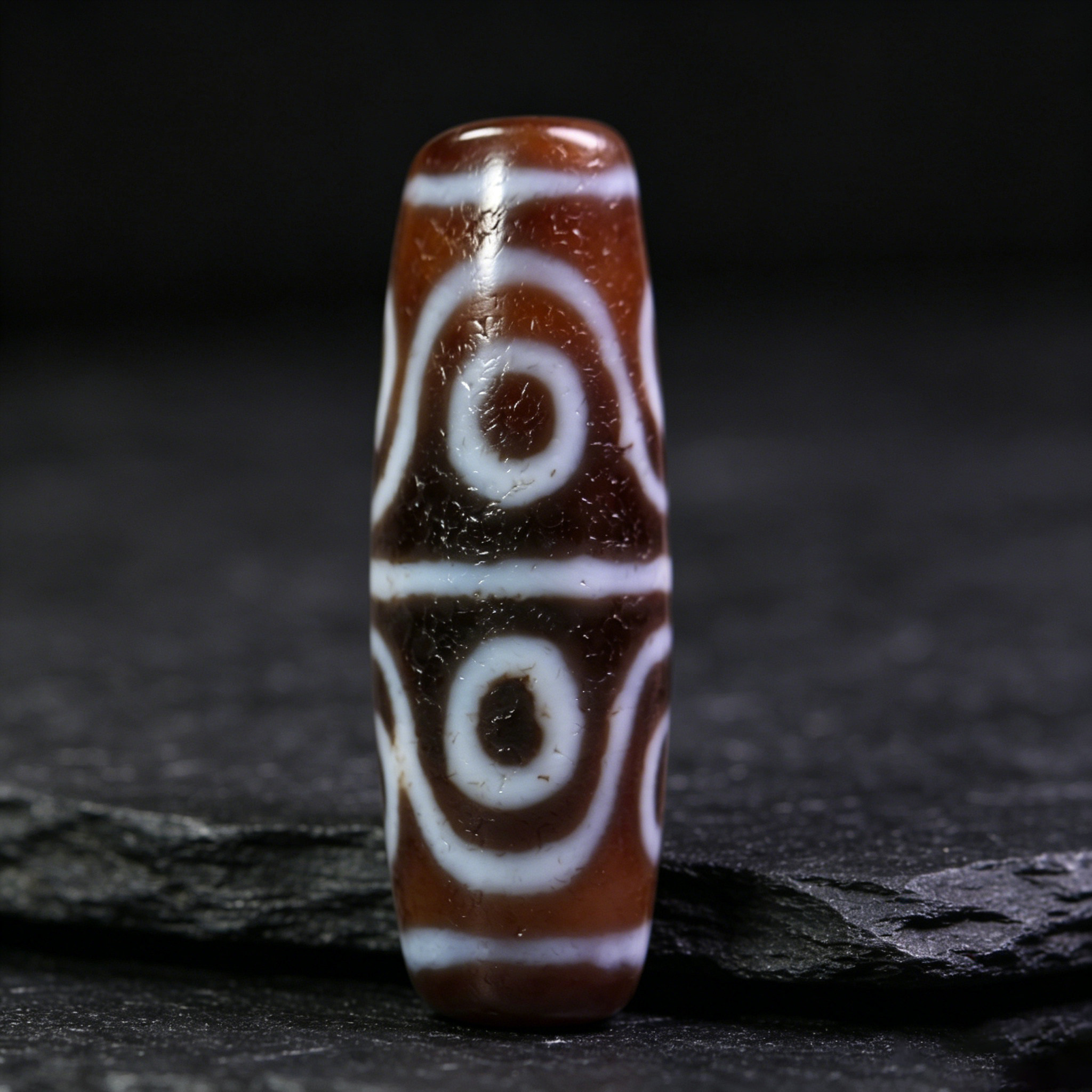 天珠天然西藏真品老矿原石玛瑙水纹八眼天珠吊坠项链手串14*43mm