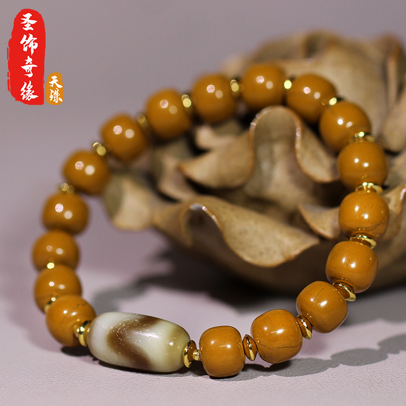 圣饰奇缘 天然真品西藏庙供院供老矿玛瑙 虎牙天珠阿拉善玛瑙手串