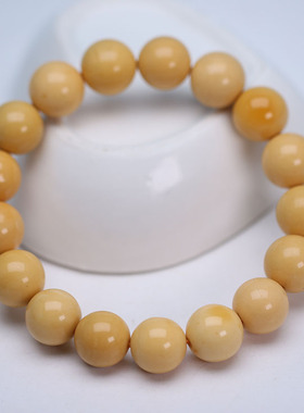 7A收藏级缅黄玉手链老型珠男女手串鸡油鸭蛋黄玉化级吊坠配件