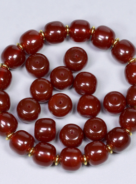 圣饰奇缘 天然老红玛瑙糖色桶珠手串链男女民族风饰品散珠10x11mm