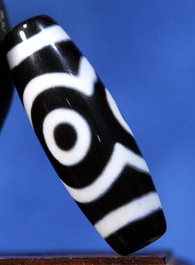 圣饰奇缘天然真品西藏庙供院供老矿玛瑙黑白至纯莲花三眼天珠项链