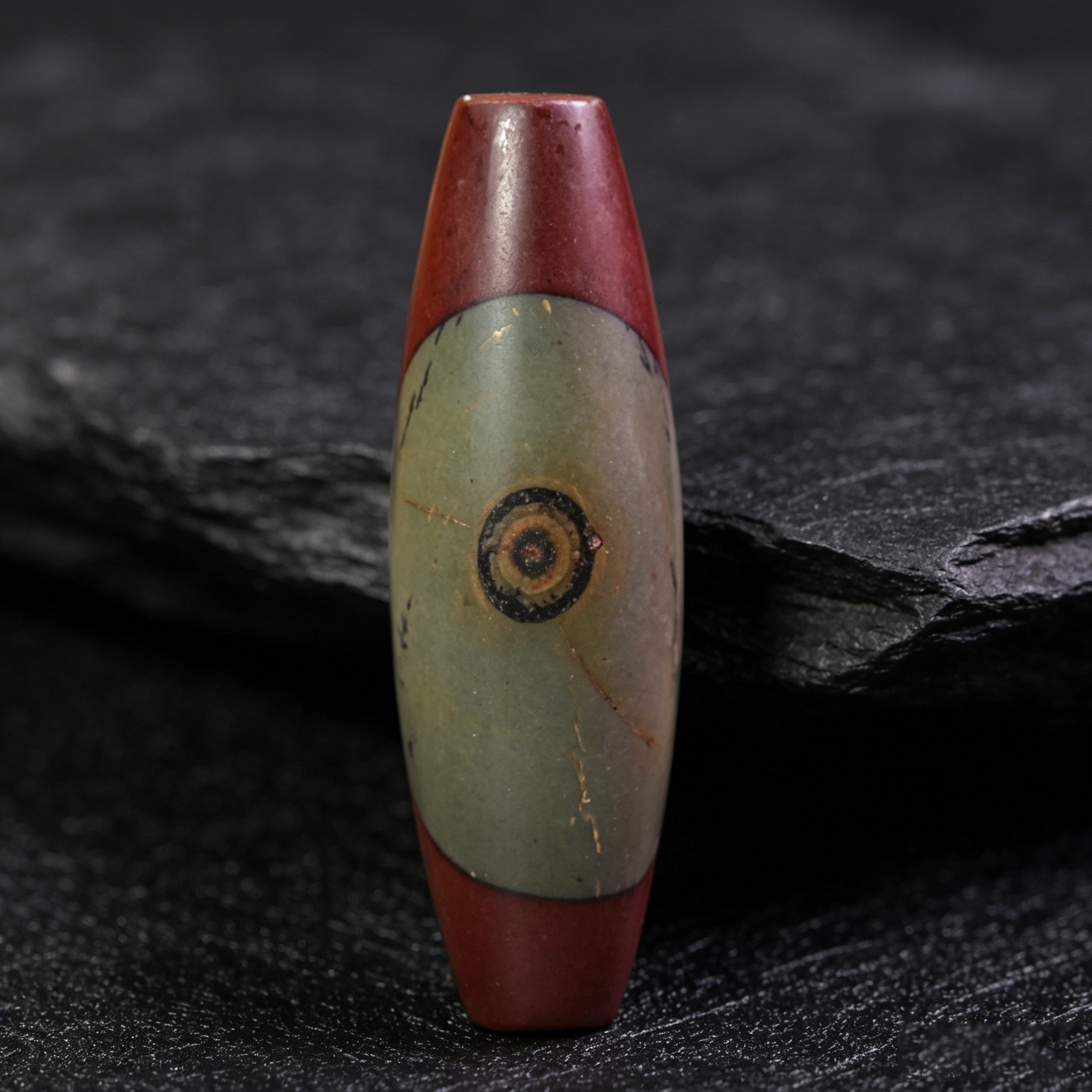 天珠天然西藏真品老矿原石玛瑙红肉特殊天眼天珠吊坠项链21*67mm